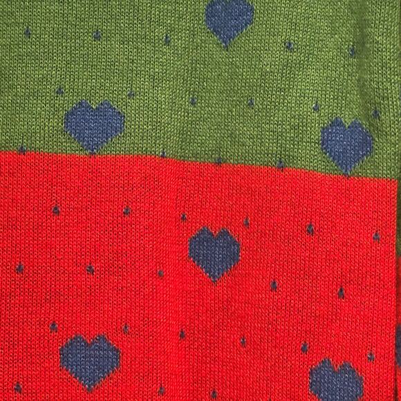 Benito Fernández 100% Wool Heart Cardigan Maximalist Color-Block Knit - Size S - Picture 5 of 8